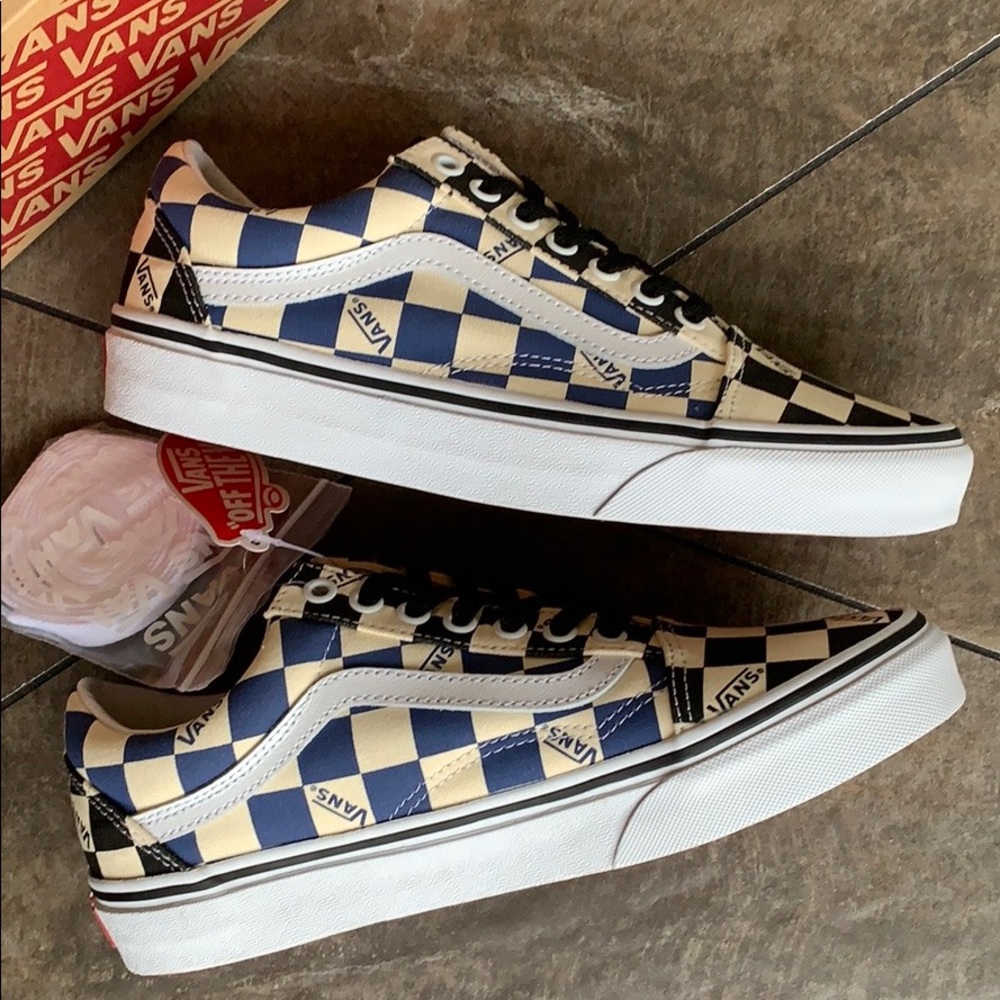 •VANS OLD SKOOL BIG CHECK black/navy women’s - Picture 3 of 16
